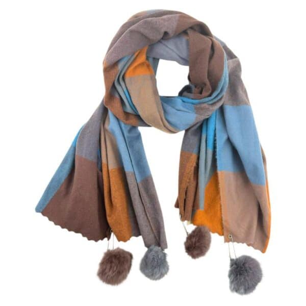 Bufanda con pompones de colores - Imagen 4