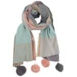 Bufanda con pompones de colores