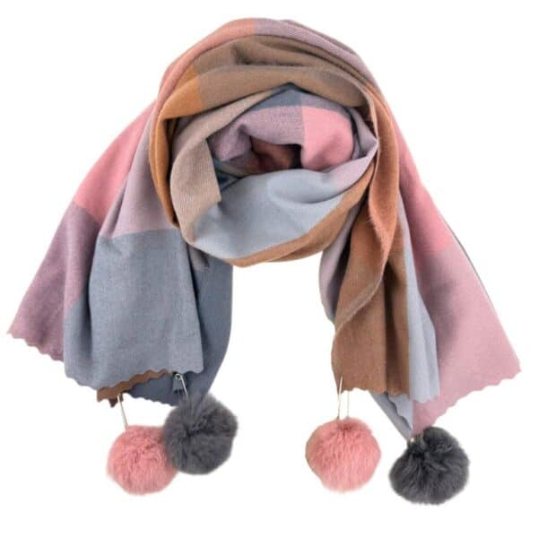 Bufanda con pompones de colores - Imagen 5