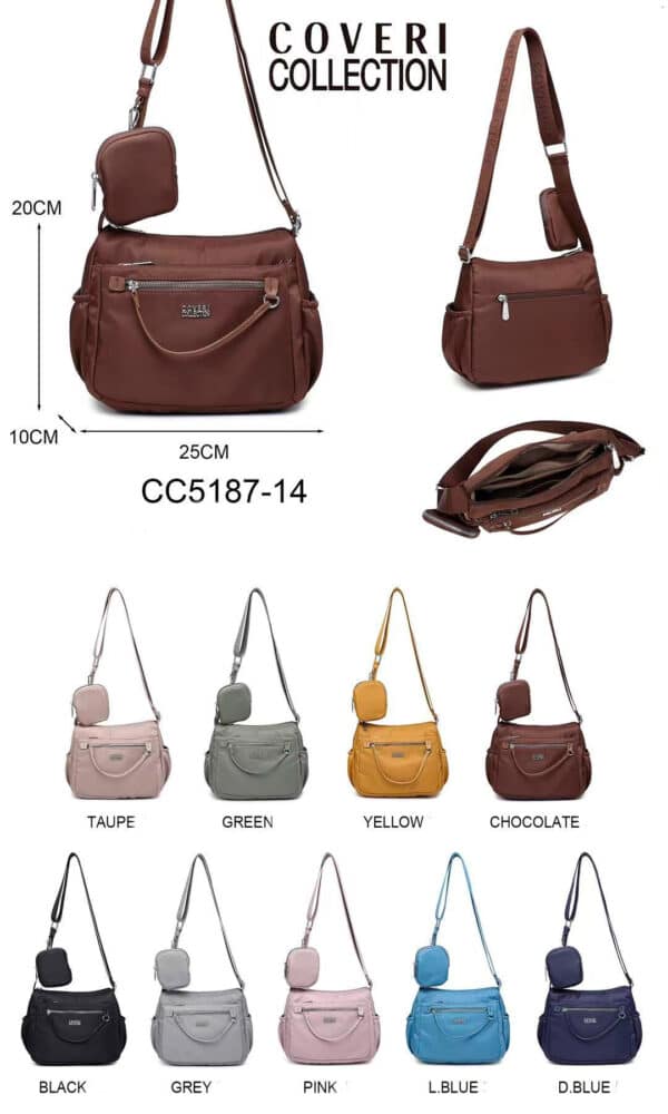 Bolso de Hombro en Nylon Coveri Collection con Multicompartimentos + Monedero Extra para Mujer - Imagen 5