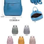 Amplia Mochila de Nylon Coveri Collection para Mujer con 5 Bolsillos Exteriores y Cremallera