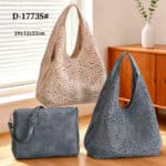 Bolso de Hombro Pequeño Sintético con Agujeros y Bolsito Bandolera Extra para Mujer