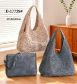 Bolso de Hombro Pequeño Sintético con Agujeros y Bolsito Bandolera Extra para Mujer