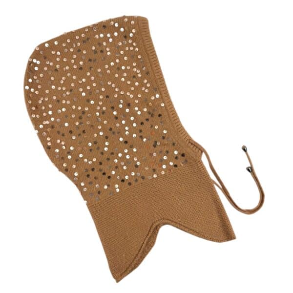 Pasamontañas balakclava con lentejuelas brillantes cashmere y lana - Imagen 4