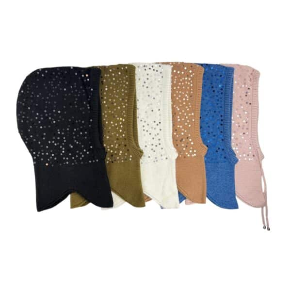 Pasamontañas balakclava con lentejuelas brillantes cashmere y lana - Imagen 11