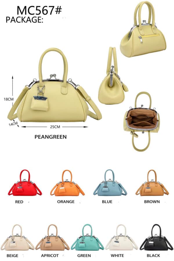 Bolso de Mano Sintético para Mujer con Cierre de Click y Bolsito Decorativo Frontal-All- Mayorista España