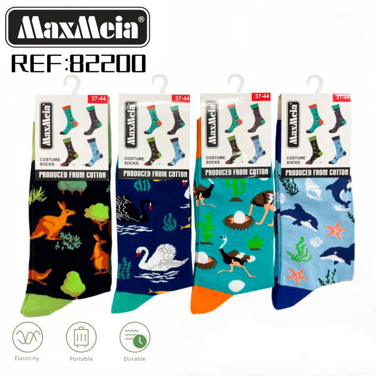 CGMX82200-All Calcetines Largos Elásticos de Hombre y Mujer en Algodón con Diseño de Animales y Talla Única - Imagen 1