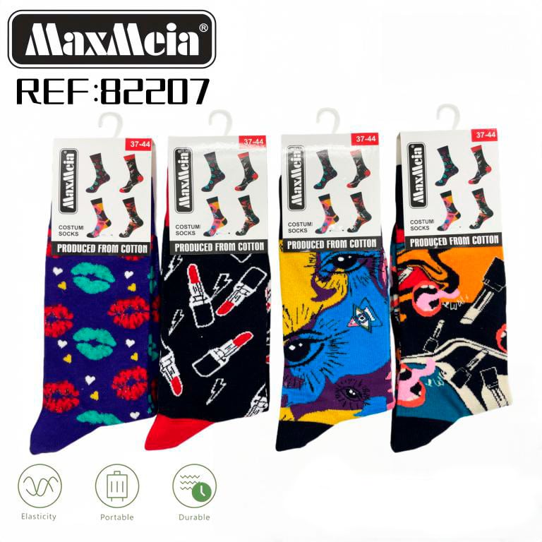 CGMX82207-All Calcetines Largos Elásticos y Cómodos en Algodón con Diseño Gamberro y Talla Única para Hombre y Mujer - Imagen 1