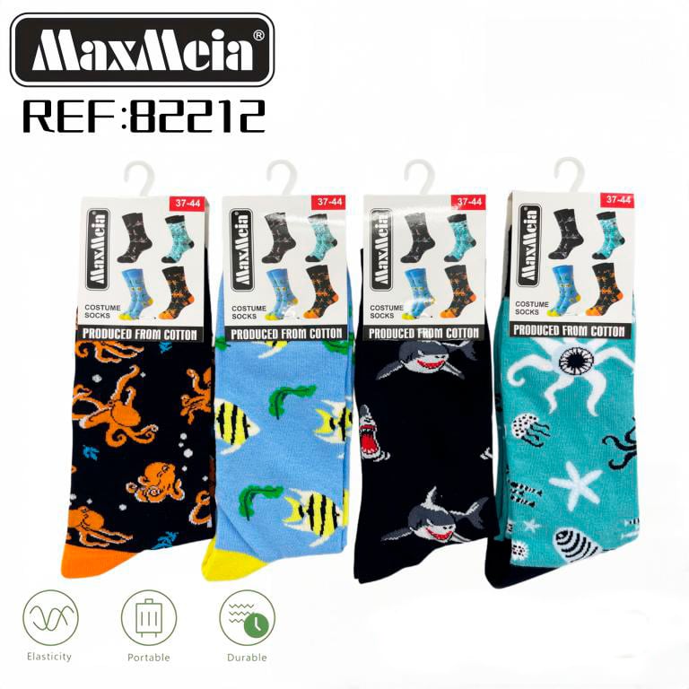 CGMX82212-All Calcetines Largos Elásticos y Cómodos de Hombre y Mujer en Algodón con Diseño Marino y Talla Única - Imagen 1