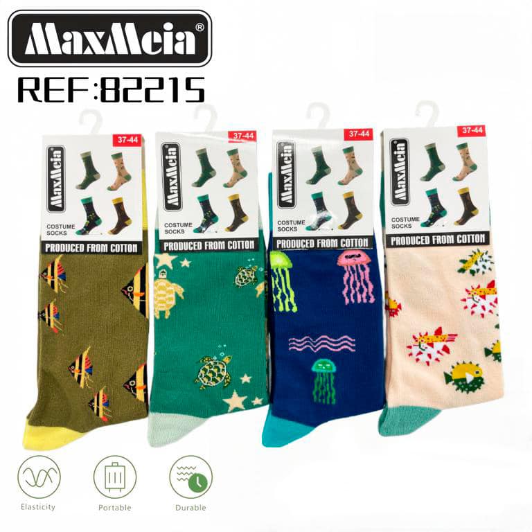 CGMX82215-All Calcetines Largos Unisex Elásticos y Cómodos de Algodón con Diseño Animales Marinos - Imagen 1