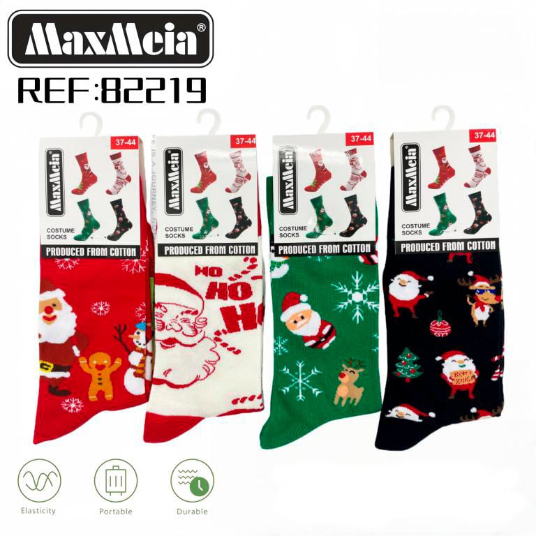 CGMX82219-All Calcetines Largos Unisex Elásticos y Duraderos de Algodón con Diseños Navideños y Talla Única - Imagen 1