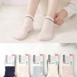 Calcetines Cortos de Bambú para Mujer con Raya Decorativa, Muy Cómodos y Suaves