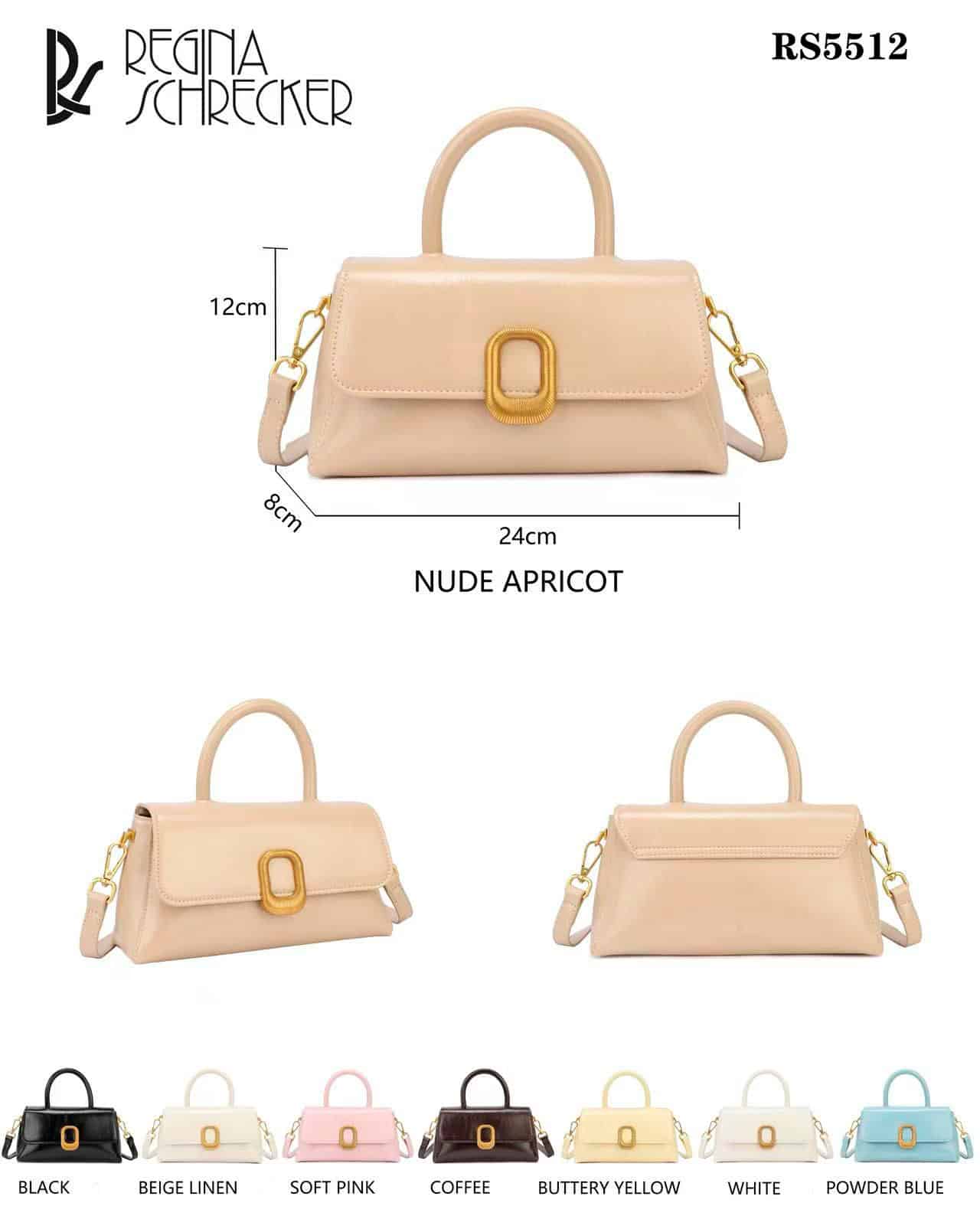 CGRS5512-All Bolso de Mano Sintético para Mujer con Solapa Grande Dorada de Botón y Bolsillos Internos - Imagen 1