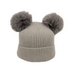 Gorro de Lana y Cashmere para Mujer con 2 Pompones Decorativos Extraíbles - Imagen 3