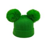 Gorro de Lana y Cashmere para Mujer con 2 Pompones Decorativos Extraíbles