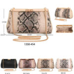 Bolso Sintético tipo Clutch con Estampado de Serpiente y Asa Larga de Cadena para Mujer