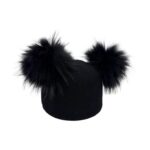 Gorro de Gran Calidad para Mujer en Cashmere con Pompones de Pelo Natural - Imagen 2