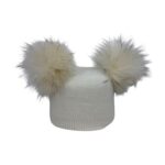 Gorro de Gran Calidad para Mujer en Cashmere con Pompones de Pelo Natural - Imagen 3