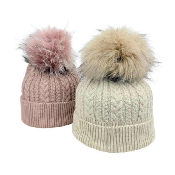 Gorro de Lana y Cashmere con Gran Calidad y Pompón Decorativo de Mujer - Imagen 2