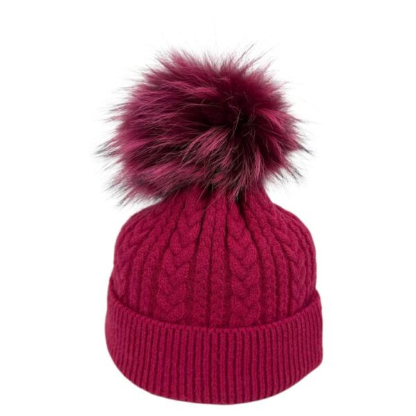 Gorro de Lana y Cashmere con Gran Calidad y Pompón Decorativo de Mujer - Imagen 3