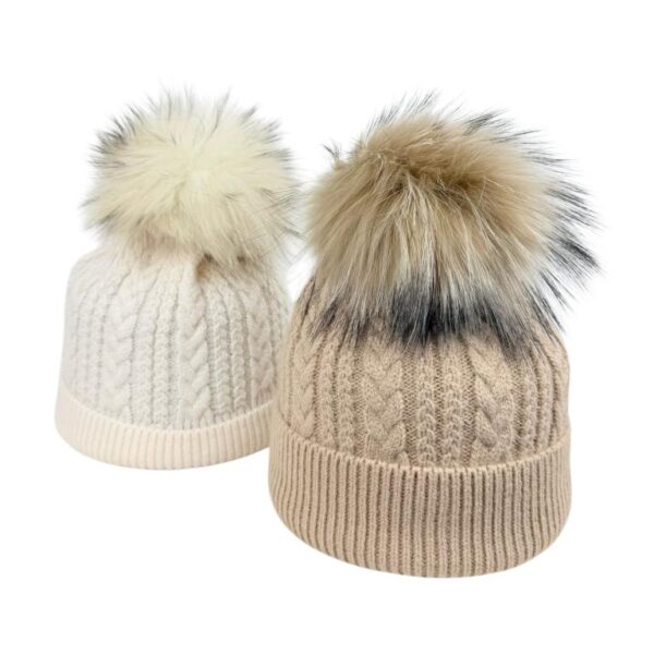 Gorro de Lana y Cashmere con Gran Calidad y Pompón Decorativo de Mujer - Imagen 4