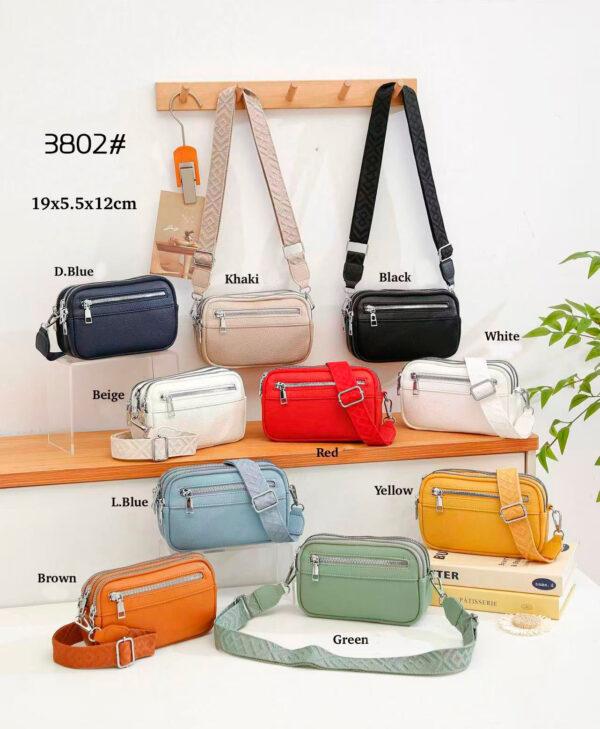 Bolsito Bandolera Sintético con Bolsillo Frontal y 3 Compartimentos con Cremallera para Mujer - Imagen 2