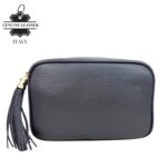 Bolso Bandolera Piel Grano Italiana para Mujer con Flecos Decorativos - Imagen 4