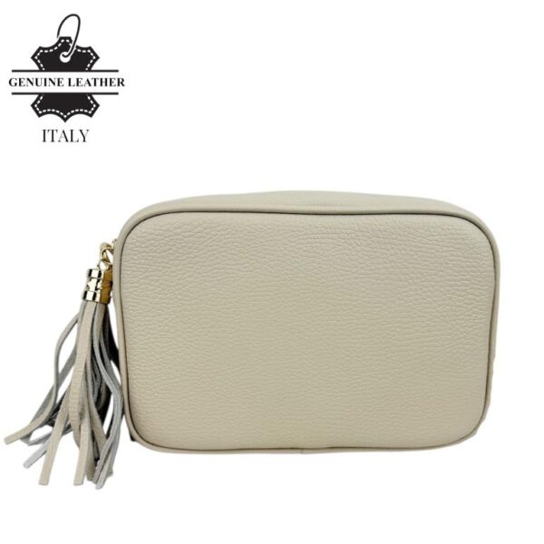Bolso Bandolera Piel Grano Italiana para Mujer con Flecos Decorativos - Imagen 9