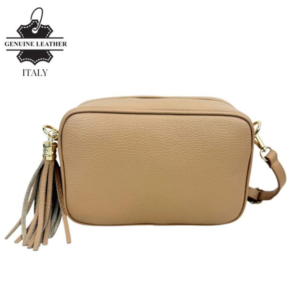 Bolso Bandolera Piel Grano Italiana para Mujer con Flecos Decorativos - Imagen 2