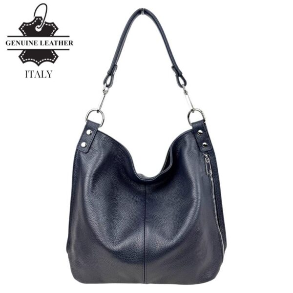 Bolso de Hombro Tipo Hobo en Piel Italiana con Bolsillo Frontal Vertical y Asa Extraíble para Mujer - Imagen 5