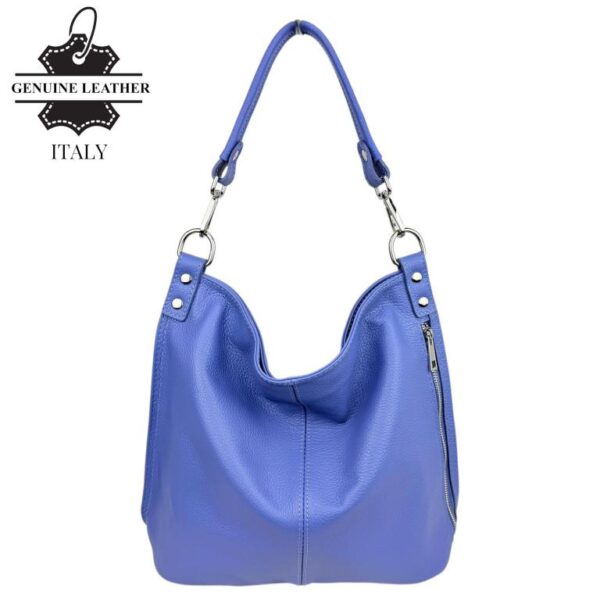 Bolso de Hombro Tipo Hobo en Piel Italiana con Bolsillo Frontal Vertical y Asa Extraíble para Mujer - Imagen 4
