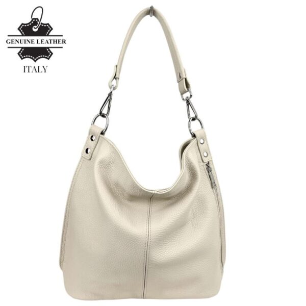 Bolso de Hombro Tipo Hobo en Piel Italiana con Bolsillo Frontal Vertical y Asa Extraíble para Mujer - Imagen 11
