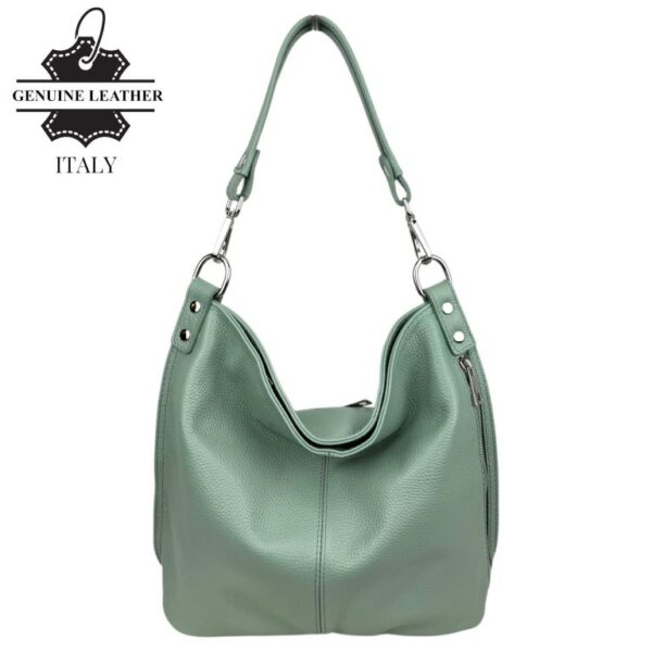 Bolso de Hombro Tipo Hobo en Piel Italiana con Bolsillo Frontal Vertical y Asa Extraíble para Mujer - Imagen 7