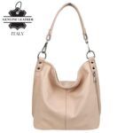 Bolso de Hombro Tipo Hobo en Piel Italiana con Bolsillo Frontal Vertical y Asa Extraíble para Mujer - Imagen 2