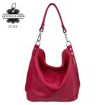Bolso de Hombro Tipo Hobo en Piel Italiana con Bolsillo Frontal Vertical y Asa Extraíble para Mujer - Imagen 15