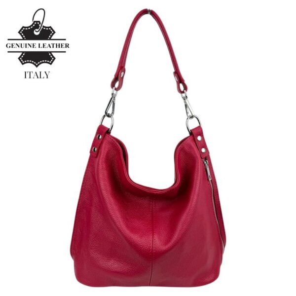 Bolso de Hombro Tipo Hobo en Piel Italiana con Bolsillo Frontal Vertical y Asa Extraíble para Mujer - Imagen 15