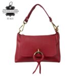 Bolso de Mano en Piel Italiana con Tira Bandolera, Frontal Decorativo y Cremallera para Mujer - Imagen 8