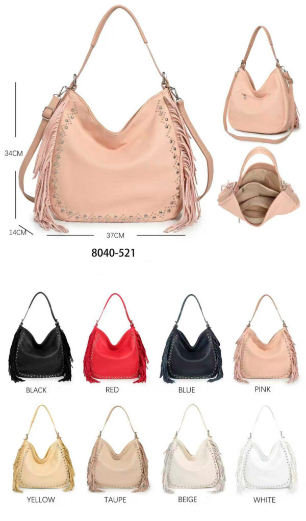 Bolso de Hombro Hobo Sintético con Tachuelas, Flecos Decorativos y Gran Capacidad para Mujer - Imagen 2