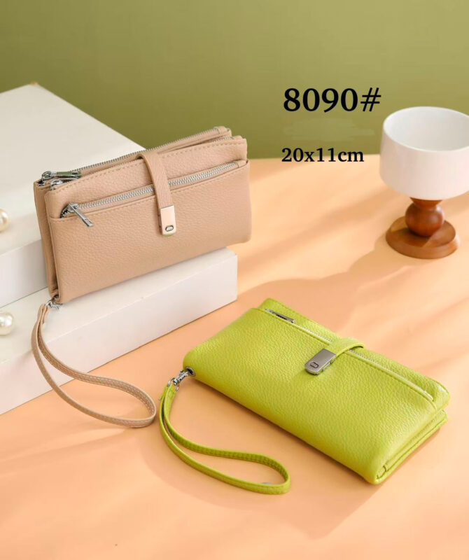 Cartera Tarjetero Sintético de Mujer con Asa Corta Extraíble y Cremalleras para Mujer-Principal- Mayorista España