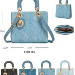 Bolso de Mano en Algodón con Diseño Cuadrado con Escamas y Elemento Decorativo Frontal para Mujer