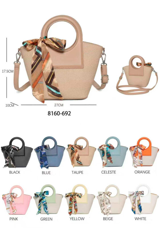 Bolso de Mano Sintético con Asas Cortas Circulares, Lazo Decorativo y 3 Compartimentos Mujer-All- Mayorista España