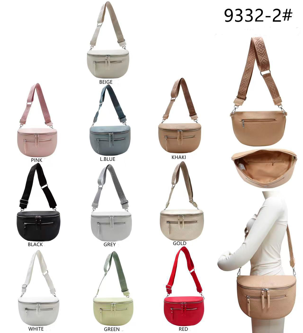 CG9332-2-All Riñonera Sintética de Mujer con Gran Capacidad, Bolsillos Exteriores y Cierre de 2 Cremalleras - Imagen 1