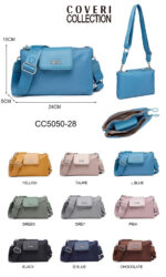 Bolso Bandolera en Nylon Coveri Collection con Mini Solapa y 2 Bolsillos con Cremallera Mujer-All- Mayorista España