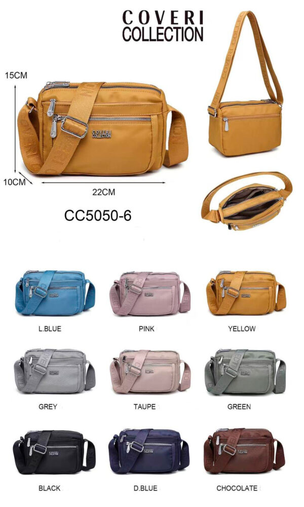 Bolso Bandolera Nylon Coveri Collection con Multicompartimentos y Cremallera para Mujer - Imagen 2