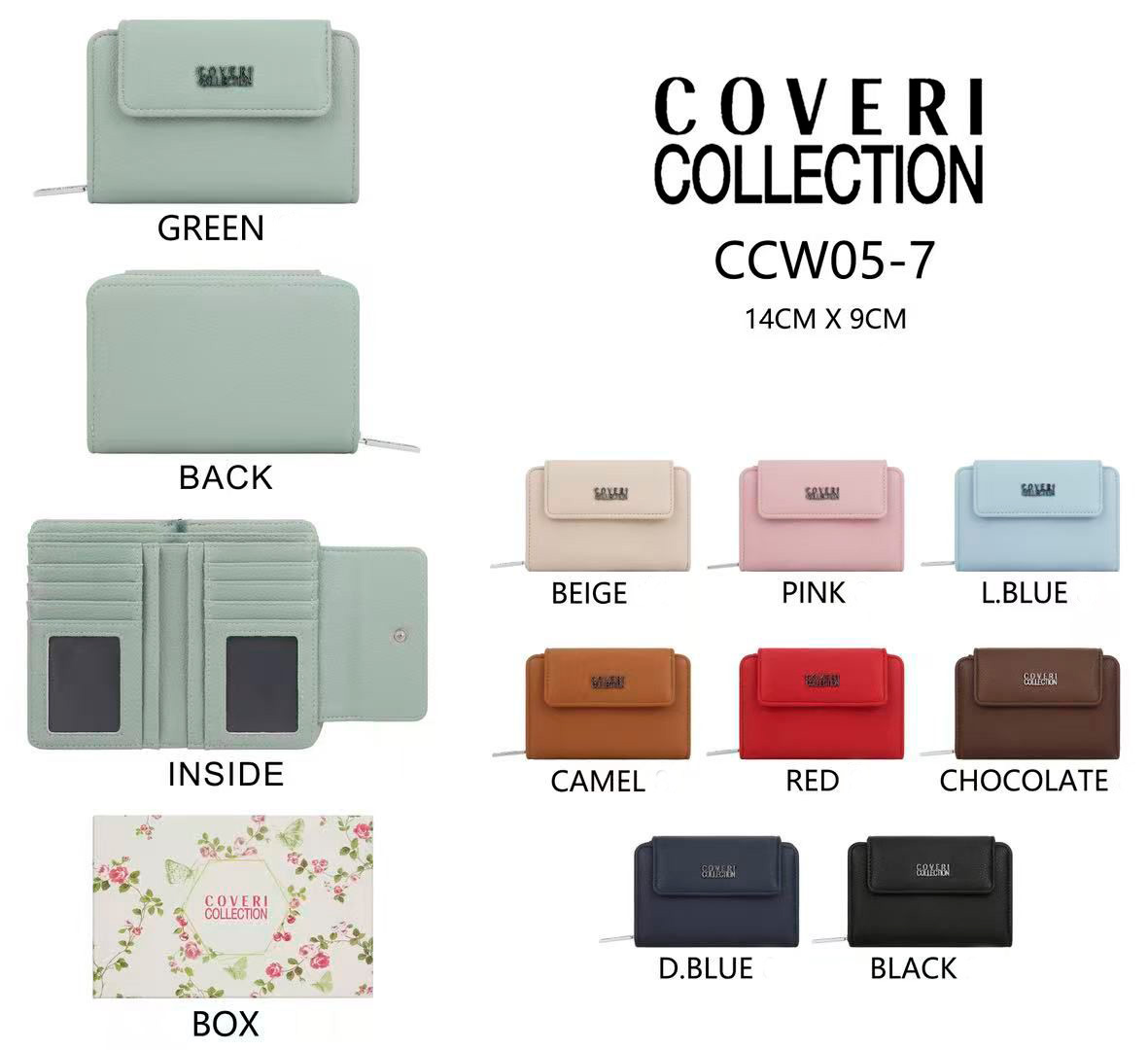 CGCCW05-7-All Monedero Sintético Compacto Coveri Collection con Caja, Espacio para Tarjetas y Mini Solapa de Mujer - Imagen 1