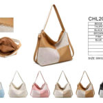 Bolso de Hombro Sintético Bicolor tipo Hobo con Diseño de Cuadrados y Gran Capacidad para Mujer