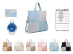 Bolso de Mano Sintético Bicolor con Diseño de Cuadrados, 2 Asas Cortas y Gran Capacidad para Mujer-All- Mayorista España