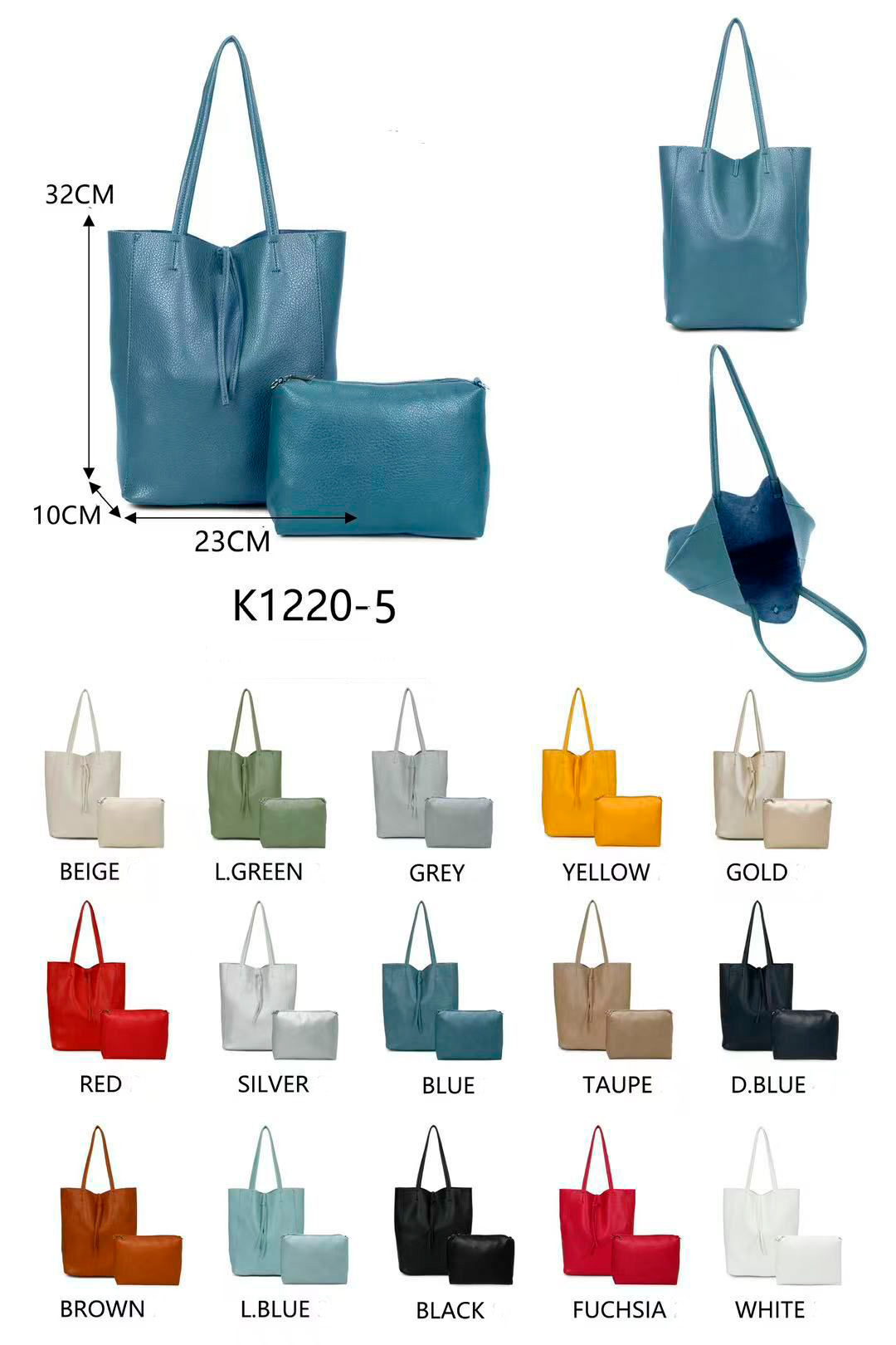 CGK1220-5-All Bolso de Hombro Sintético con Cierre de Cuerdas+Bolsito Extra con Cremallera para Mujer - Imagen 1