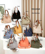 Bolso de Hombro en Lino Lavado con Pañuelo Decorativo, Cremallera y 2 Asas Marrones para Mujer - Imagen 2