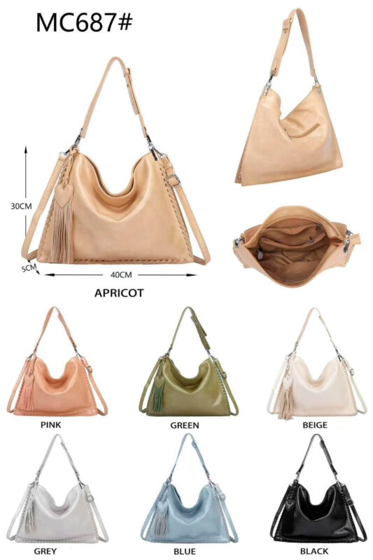 Bolso de Hombro Sintético Hobo con Bolsillo Trasero y Elemento Decorativo con Flecos y Corazón para Mujer-All- Mayorista España